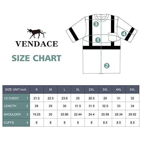 Vendace Men's High Vis Class 2 Safety T Shirt Ansi Reflective Work Short Sleeve Shirt With Black Bottom(Black,Xl) #TOP6