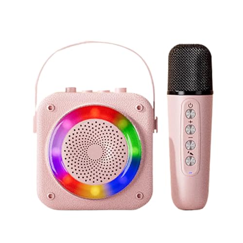 Máquina de karaoke - Altavoz para karaoke inalámbrico con luz de color RGB, máquina de karaoke portátil | Juego de micrófono, altavoz inalámbrico con iluminación RGB, micrófonos inalámbricos para