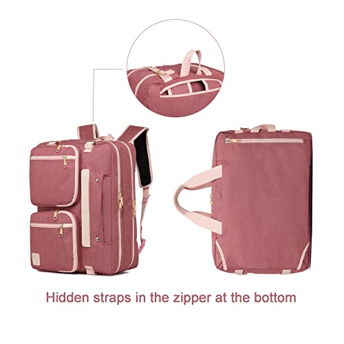 Seyfocnia Convertible 3 In 1 Laptop Backpack,17.3 Inch Messenger Backpack Satchel Bag Briefcase Backpack Computer Handbag Shoulder Bag For Women-Pink thumb #2