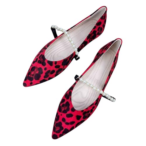 Hee grand Pointed Toe Shallow Flats for Women Elegant Pearl Rhinestone Dressy Shoes Lightweight Faux Suede Ballet Shoes