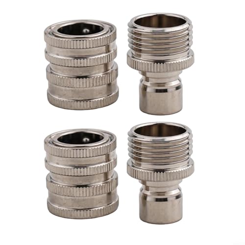 4 connettori rapidi per tubi dell'acqua, in acciaio inox 3/4, adattatori maschio e femmina per raccordi per tubi flessibili