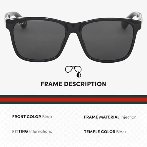 Image of Gucci GG0746S Lettering Logo Rectangular -Shaped Non-Polarized Sunglasses for Men - Includes Luxury Eyewear Kit - Black Frame with Gray Lens