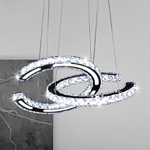 Crystal Modern Pendant Light LED Ceiling Light Fixture Stainless Steel Crystal Chandelier for Living Room Dining Table Bedroom Bathroom Staircase (5000k, 2 C Model) Cover