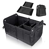 ANTEQI Car Trunk Organizer, Car Storage Organizer - Non Slip Bottom, Portable Cargo Trunk Storage Organizers with Multi-Compartment for SUV, Car, Truck, Van, Jeep (Black)