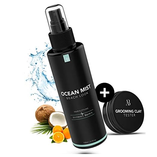 Anthony Brown® Ocean Mist - Sea Salt Spray - mattes Volumenspray für Beach Waves - inkl. Grooming Clay - Parabenfreier Salzspray für Haare