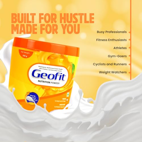 Image of Geofit Mango Flavour Nutrition Powder | Mango Protein Powder for Muscle Building, Better Immunity & Health | Minerals & Multivitamins Rich Powder- 250g