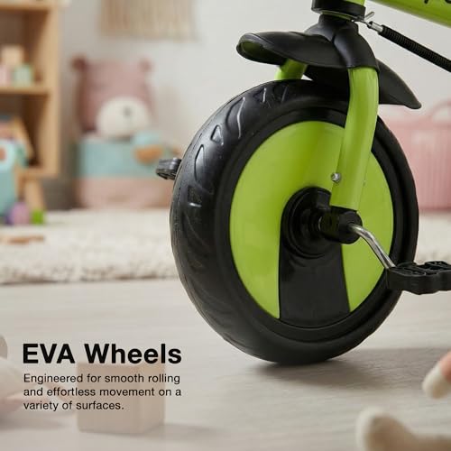 Image of Baybee Nova Pro Baby Cycle for Kids | Tricycle with Adjustable Parental Handle, Safety Belt & Non-Slip Pedals | Kids Cycles with Dual Storage Baskets & Footrest, Baby Cycle 2 to 5 Years (Black)