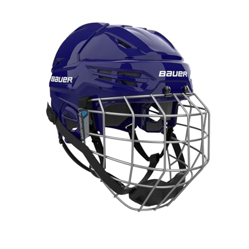 Bauer Re-Akt 55 Hockey Helmet Combo with Facemask Senior (Navy Blue Large)
