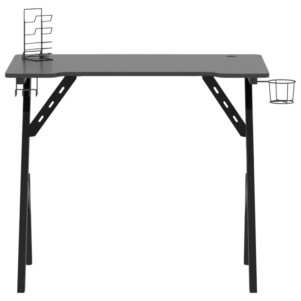 Scrivania,Supporto per stampante,Piccola postazione di lavoro in casa,Scrivania per computer in stile moderno,Scrivania da Gaming con Gambe a Forma di Y Nera 90x60x75 cm