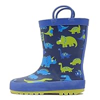 Peter Storm Kids' Dinosaur Wellington Boots with Pull-on Handles, Kids Wellies, Rain Boots for Kids, Blue, UK2