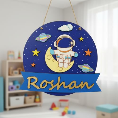 Image of Varenyam Personalized Wooden Name Plate Painting Kit for Kids | DIY Name Plate Board | Creative Art & Craft Gift for Boys & Girls | Birthday Gifts, Return Gifts for Kids (D)