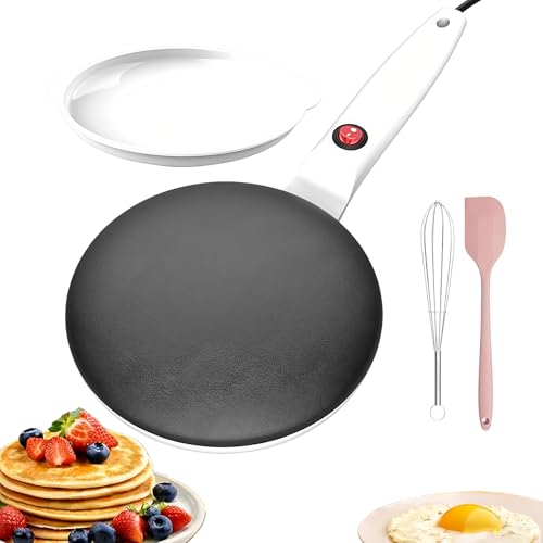 Instant 8' Electric Crepe Maker Quick Heat,Fully Automatic Pancakes Pan, Nonstick Portable Pancakes Griddle,Pancakes Tortillas Perfect for Kitchen Breakfast (White)