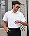 Alimens & Gentle Mens White Short Sleeve Dress Shirt Wrinkle Free Solid Business Casual Wedding Button Down Shirts, Large