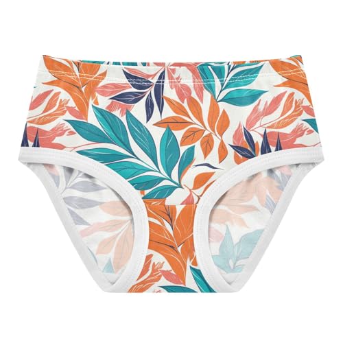 Wusikd Orange Teal Leaves Girls' Underwear Cotton Girls Briefs Soft Toddler Underwear 2T