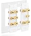 Fosmon (2-Gang 5.1 Surround Distribution) Home Theater Wall Plate - Premium Quality Gold Plated Copper Banana Binding Post Coupler Type Wall Plate for Speakers and RCA Jack for Subwoofer (White)