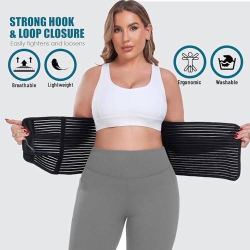 Postpartum Belly Band Abdominal Binder Post Surgery, for Natural Delivery & C-Section Recovery, 9.7" High Adjustable Compression Belly Wrap,Polyester Made with Bamboo Charcoal Fiber(Black, S/M)4