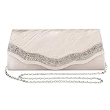  BAIGIO Bolso de Mano de Mujer Fiesta Bolsas de Embrague Larga Cartera de Mano con Rhinestone Bolso de Fiesta del Monedero para Boda Partido (Champán)