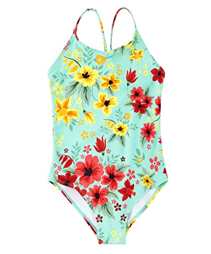One Piece Swimsuits For Girls Surfing Suits Beach Swimwear Rash Guard Upf 50+ Sun Protection Quick Dry Swimwear (Light Green,4T) #TOP19