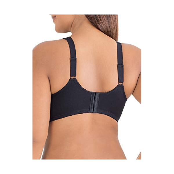 Fruit-of-the-Loom-Womens-Seamed-Soft-Cup-Wirefree-Bra Fruit of the Loom Women's Seamed Soft Cup Wirefree Cotton Bra with Satin Trim, Black HUE, 40C