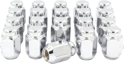 Image of Wheel Accessories Parts 20 Pieces Vintage 13 /16 21mm Hex Acorn Lug Nut 1 /2 Thread 1.38 35mm Length 2 Piece Chrome Fits Many Vintage Ford Vehicles