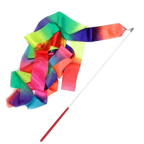 VIOLDHHJK Cintas de Ballet de 10 Colores, Varilla giratoria, Cintas de Gimnasia de Colores, Entrenamiento de Arte rítmico, Gimnasia artística, Danza con Cintas(Multicolor)