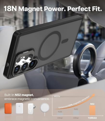 Image of MagPro case with Stand for Samsung Galaxy S26 Ultra 5G Magnetic Compatible Protective Cover Strong Magnetic Shockproof Armor Scratch Resistant Polycarbonate HardBack | Translucent Matte Black