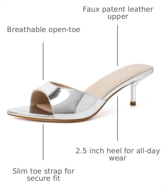  Kitten Heels for Women Pointed Toe Vintage Mules Heels Sexy Slip on Stiletto Backless Sandals for Party Wedding Daily thumbnail