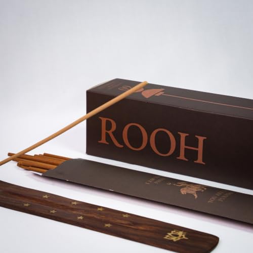 Image of Rooh Luxury Incense Sticks | 60 Bambooless Incense Sticks | Pure Sheesham Wood Stand | Long Lasting Fragrance | Complete Sensory Journey | Ethically Crafted | Pack of 4