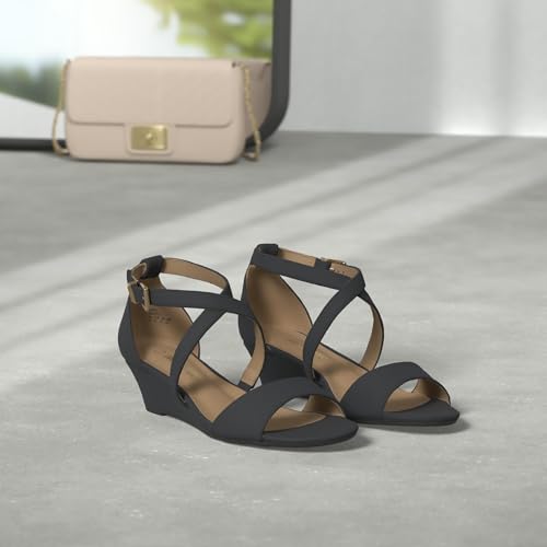 Image of DREAM PAIRS Women's Low Wedge Sandals Ankle Strap Heel Sandal Open Toe Wide Dress Summer Shoes