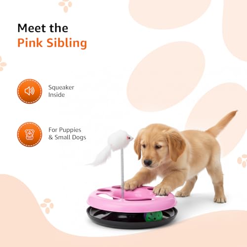 Image of Amazon Basics Pink Bubble Dragon Squeaky Plush Dog Toy | Crinkle & Squeak Sound | Soft Cotton Stuffed | for Teething & Training | Ideal for Puppies & Small Dogs