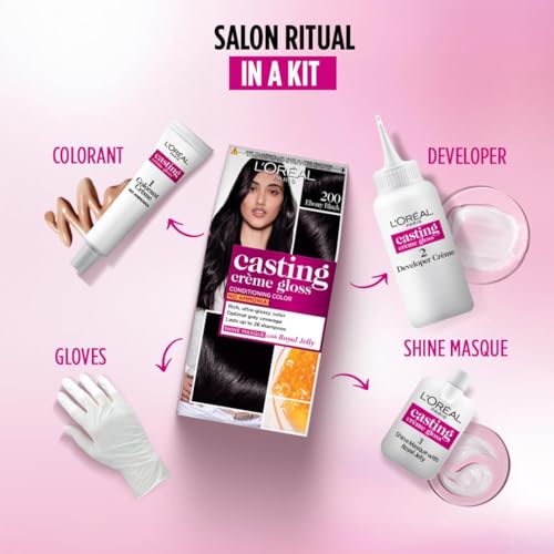 Image of L Oreal Paris Casting Creme Gloss Hair Color - 200 Ebony Black (87.5g+72ml)