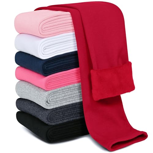 Girls Fleece Lined Leggings Kids Warm Fleece Leggings Winter Thick Full Length Thermal Pants 6-12 Years