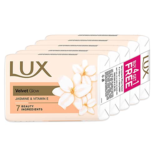 [Apply coupon] LUX Soft Glow|Buy 4 Get 1 Free|Jasmine & Vitamin E Bathing Soap|Velvet Glowing | Beauty Soaps| 150 g