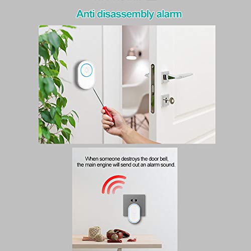 Cigooxm Kit de campainha sem fio 2 pcs Campainha externa + 1 PCS Campainha interna com LED 5 níveis