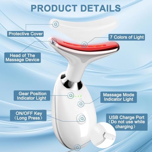 Image of KIMEE Face Massager, Anti-Aging Neck Eye Massager with 7 Colors 3 Modes, Facial Massager for Skin Care, Anti-Wrinkle Device for Slimming Face Electric Face Scrubber