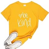 Be Kind T Shirts Women Cute Graphic Blessed Shirt Funny Inspirational Teacher Fall Tees Tops (XL, Yellow01)