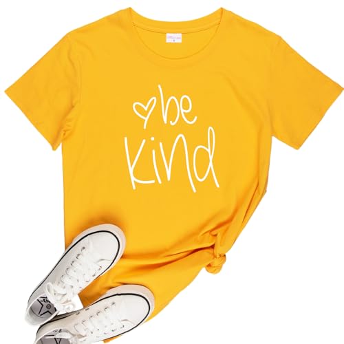Be Kind T Shirts Women Cute Graphic Blessed Shirt Funny Inspirational Teacher Fall Tees Tops (XL, Yellow01)