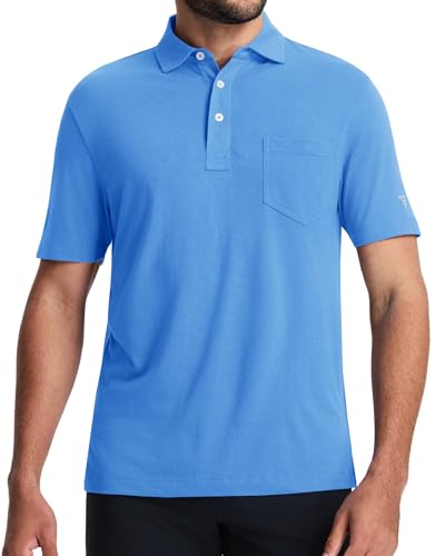 Camiseta polo para hombre, manga corta, ligera y suave, mezcla de algodón con bolsillo, ideal para verano y uso diario miniatura 1