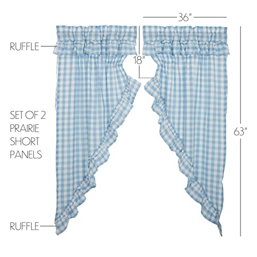 VHC-Brands-Annie-Blue-Buffalo-Check-Farmhouse-Ruffled-Prairie-Short-Panel-Curtain-Set-63x36x19 VHC Brands Annie Blue Buffalo Check Farmhouse Ruffled Prairie Short Panel Curtain Set 63x36x19