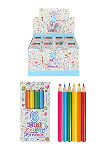 HENBRANDT Mini Kids Colouring Pencils Pack of 6 Assorted Colours Children’s Stocking Fillers Wedding Activity Pack Birthday Loot Bag Party Favours Boys and Girls Unisex