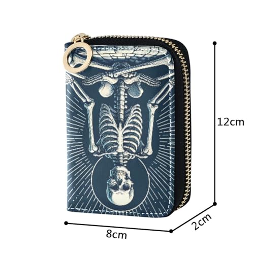 RFID Blocking Credit Card Wallets Cute Wallet for Women Small Zip Around Zipper Travel Wallet with Key Ring Skeleton Black Cool3