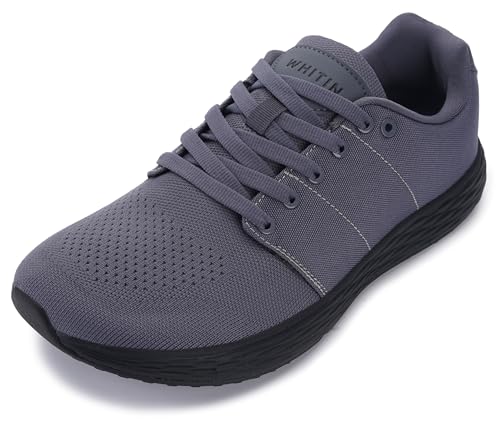 WHITIN Men's Wide Toe Box Width Shoes Zero Drop Size 8.5 Walking Sneakers Training Cushioning Gym Cross Fashion Dark Grey 42