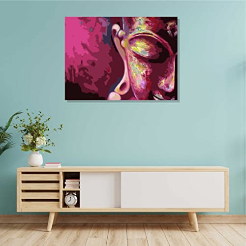Image of RANGOLI 100% Cotton Stretched Canvas Painting 400 GSM, Framed Modern Art Lord Buddha Canvas Abstract Wall Art for Living Room, 3D Paintings for Wall Decor (16 x 23 Inch With Frame)