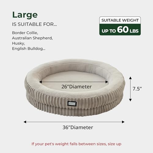 Image of BALANCE Donut Dog Bed, 36 Inches Round Dog Bed Large Size Dogs Washable, Orthopedic Calming Dogs Beds for Kitten, Fluffy Plush Faux Fur Pet Bed with Anti-Slip Bottom