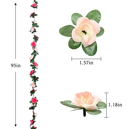 Senseya 6Pcs Artificial Flower Garlands Fake Peony Vine Artificial Flower Hanging Rose Ivy For Wedding Home Hotel Office Garden Craft Art Decor (Pink) #TOP5