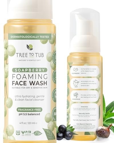 Tree To Tub Sensitive Skin Face Wash for Dry Skin - Fragrance Free Gentle Face Cleanser for Women...