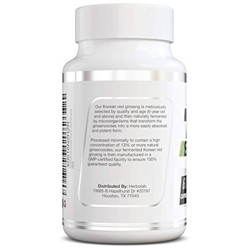 Herbolab Korean Red Ginseng Fermented 10:1 (13% Ginsenosides) - Genuine Panax Ginseng From Korea 6 Years Old Roots - Patented Extract Technology #TOP1