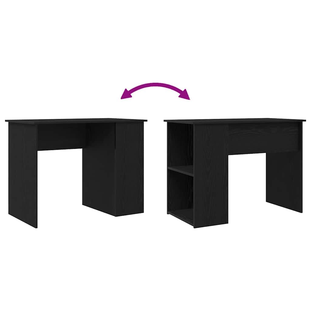 Escritorio de roble negro, 100 x 55 x 75 cm, mesa de ordenador con gran superficie de trabajo y espacio de almacenamiento para el hogar, oficina, juegos, oficina, sala de estar, dormitorio