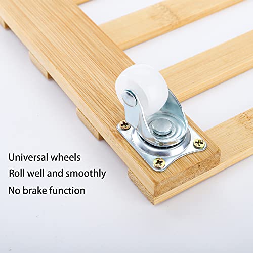 Cedilis 3 Pack Plant Caddy, Bamboo Plant Stand With Rolling Wheels, Mobile Flower Pot Mover Roller, Heavy Duty Plant Pot Pallet Dolly Caster For Patio Outdoor, Holds Up To 100 Lbs, 12 Inch Square #TOP2