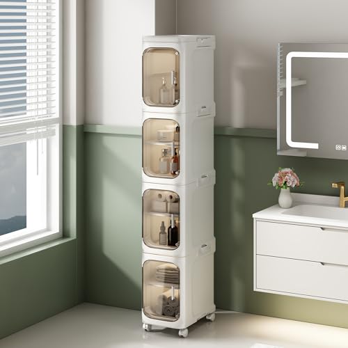 NETEL 4 Niveaux Boite Rangement Plastique,Meuble Salle de Bain avec séparateurs...